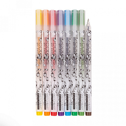 Набор ручек гелевых "Uni Write. Colors" 0,5 мм, пласт., прозр., ассорти, стерж. ассорти, 8 шт.