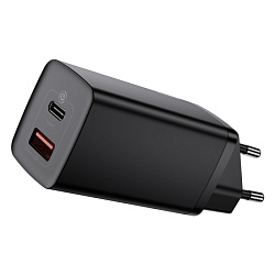 Сетевое зарядное устройство Baseus CCGAN2L-B01 GaN2 Lite Quick Charger Type-C+USB 65W Black