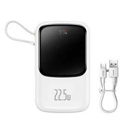 Внешний аккумулятор Baseus Qpow Pro Digital Display Fast Charge Power Bank 10000mAh 22.5W  Type-C Edition White (Simple charging cable Type-C  3A 0.3m