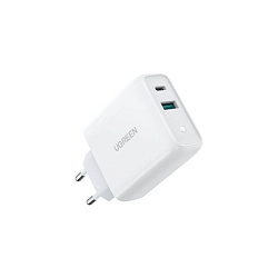Сетевое зарядное устройтсво UGREEN CD170-60468,USB-A+USB-C, PD 36W Fast Charge, White