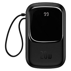 Внешний аккумулятор Baseus Qpow Pro Digital Display Fast Charge Power Bank 10000mAh 20W  iP Edition Black (Simple charging cable  Type-C  3A 0.3m Blac