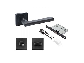 Комплект ручка и защ. с фикс АЛЛЮР АРТ ""ВЕНСАН"" BL+L7050S BL+BK-S1 BL (26150/S7050) матовый черный (УЗК)