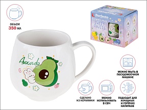 Кружка керамическая, 350 мл, Sweet fruits, авокадо, PERFECTO LINEA