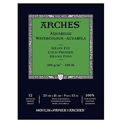 Блок-склейка бумаги для акварели "Arches" 100% хлопок, хол.пресс, 23*31, 300г/м, 12л