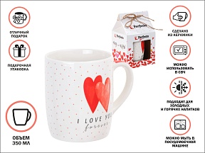 Кружка керамическая, в кор., 350 мл., LOVE HEARTS-1, PERFECTO LINEA