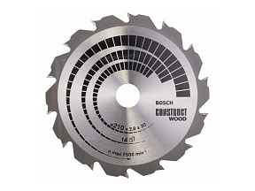 Диск пильный 210х30 мм 14 зуб. по дереву CONSTRUCT WOOD BOSCH (переменный зуб)