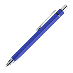 Ручка шарик/автомат "Six" 1,0 мм, метал., синий/серебристый, стерж. синий