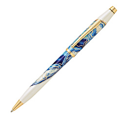 Ручка шарик/автомат "Wanderlust Malta" 0,5 мм, метал., подарочн. упак., синий/золотистый, стерж. черный