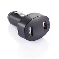 Зарядное устройство "P302.061" авто+2USB, выход 5V/1.2А, черный