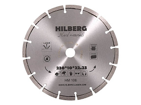 Алмазный круг 230х22,23 мм по ж/бетону Hard Materials HILBERG (Лазерная сварка. Обрабатываемый материал	:кирпич, керамогранит, армированный бетон, бет