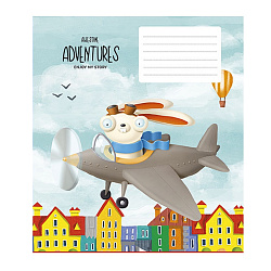 Тетрадь А5 12 л., клет. "Awesome adventures" скоба сбоку, обл. карт., ассорти