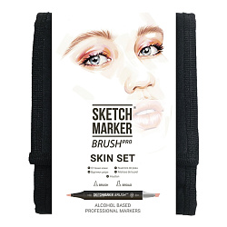 Маркер перм., худ. "Sketchmarker Brush Skin Set" двусторонний, набор 12 шт. + сумка-органайзер