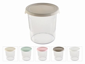 Контейнер пласт. круглый 1 л., с крышкой, Foody, POBEDA (цвета в ассортименте)