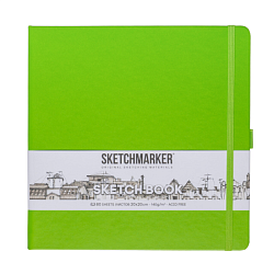 Скетчбук "Sketchmarker" 20*20 см, 140 г/м2, 80 л., зеленый луг