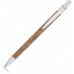 Ручка шарик/автомат "Natura" 0,7 мм, пробк./метал., карт. упак., коричневый/серебристый, стерж. синий