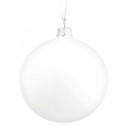 Шар елочный новогодний "Орнамент-Багацце на белом" d8 см, стекл., белый/красный