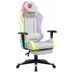 Кресло игровое Defender Watcher  белый,эко.кожа,крестов.пластик, подсветка