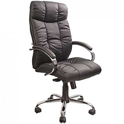 Кресло д/руководителя BELS ASTORIA T2 steel chrome PU01 кожзам, черный