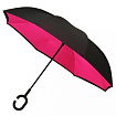Зонт-трость п/автомат. 107 см, ручка пласт. "RU-6" реверсивный, черный/розовый 6C/PMS219C