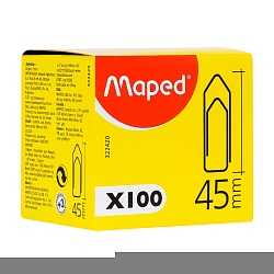 Скрепки 45 мм "Maped" никел., 100 шт., треуг., серебристый