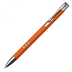 Ручка шарик/автомат "New Jersey" 0,7 мм, метал., софт., оранжевый/серебристый, стерж. синий