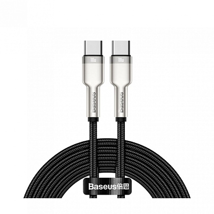 Кабель Baseus CATJK-D01, Cafule Series Metal Data Cable, Type-C to Type-C 100W, 2m, Black