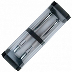 Набор ручка шарик/автомат+карандаш автомат. "Cologne" серый, пласт., прозр. футляр