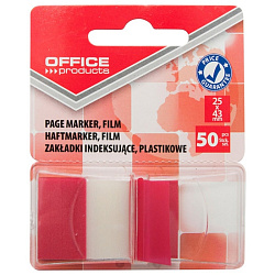 Закладки пласт. "Office products" 25*43 мм, 50 шт., красный, блистер