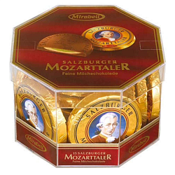 Конфеты "Mirabell Mozartkugeln" 280 гр., молочный шоколад с начинкой из светлого и темного пралине и марципана
