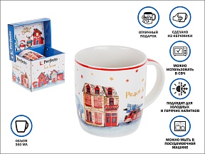 Кружка керамическая, в кор., 360 мл., GOLDEN WISHES-3, PERFECTO LINEA