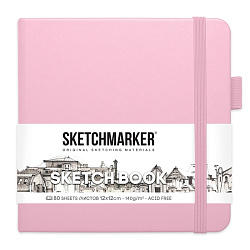 Скетчбук "Sketchmarker" 12*12 см, 140 г/м2, 80 л., розовый