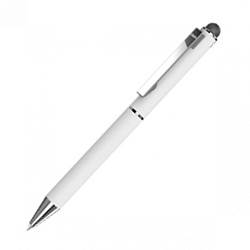 Ручка шарик/автомат "Straight Si Touch" 0,7 мм, метал., со стилусом, белый/серебристый, стерж. синий