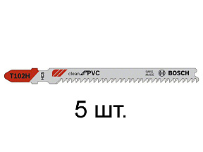 Пилка лобз. по пластику T102H (5 шт.) BOSCH (пропил прямой, тонкий, аккуратный и чистый рез)