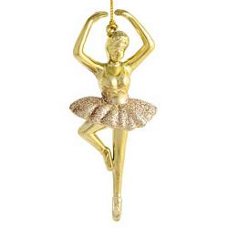 Украшение новогоднее "Балерина в золотом блеске" 5*12*3 см, полипропилен., золотистый