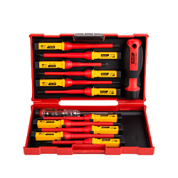 Отвертка "Deli" диэлектрическая, набор 12 шт., красный/желтый, кейс