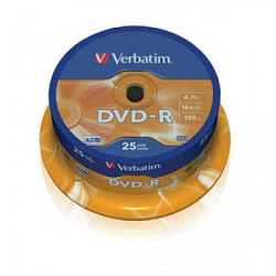 диск DVD-R 4,7 Гб запис. 16х. 100 шт. на шпинд. Verbatim
