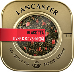 Чай "LANCASTER" ж/б, 75гр., черный байховый крупнолист., пуэр с клубникой