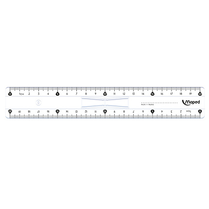 Линейка 20 см "Maped" с держ., пласт., прозрачный