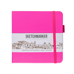Скетчбук "Sketchmarker" 12*12 см, 140 г/м2, 80 л., фуксия