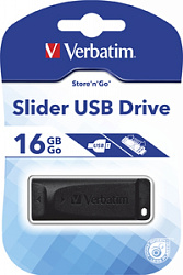 Карта памяти USB Flash 2.0 16 Gb "Slider" пластик, черный