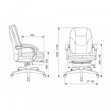 Кресло д/руководителя Бюрократ CH-868MSG-F ткань, серый, крестов. пластик, подст.для ног