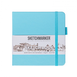 Скетчбук "Sketchmarker" 12*12 см, 140 г/м2, 80 л., небесно-голубой