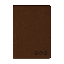 Книга алфавитная А5 142*215 мм, 80 л., лин. "Nebraska" обл. кожзам, коричневый