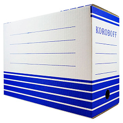 Коробка архивная 150 мм "Koroboff" белый/синий