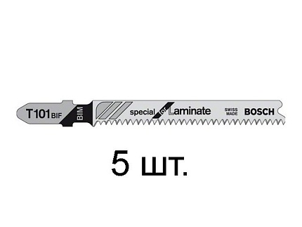 Пилка лобз. по дереву/ламинату T101BIF ( 5 шт.) BOSCH (пропил прямой, тонкий, для точного и чисторго реза в ламинате)