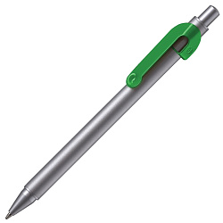 Ручка шарик/автомат "Snake" 1,0 мм, метал., серебристый/зеленый, стерж. синий
