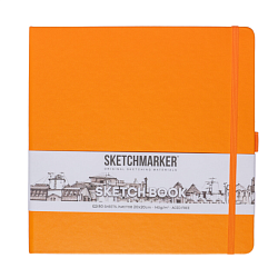 Скетчбук "Sketchmarker" 20*20 см, 140 г/м2, 80 л., оранжевый неон