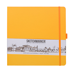 Скетчбук "Sketchmarker" 20*20 см, 140 г/м2, 80 л., оранжевый