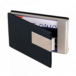 Визитница карманная 62*98 мм "Cool Cards" метал./кожзам., вертикальная, черный
