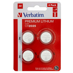 бат_гальв. литиевый дисковый 3 V CR2025 Verbatim (4шт)
